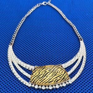 Silver and Gold Zebra Pattern Necklace